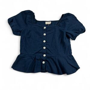 Universal Thread Navy Blue Cropped Button-Up Top – Women’s Size Medium